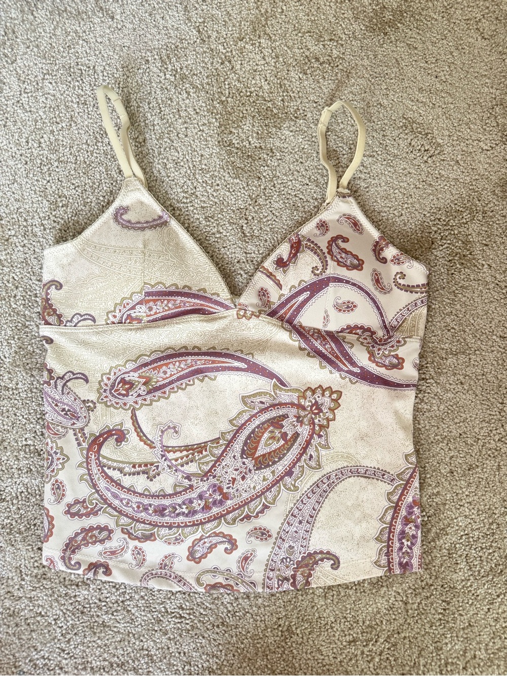 Marshall Cream Paisley Print Spaghetti Strap Tank